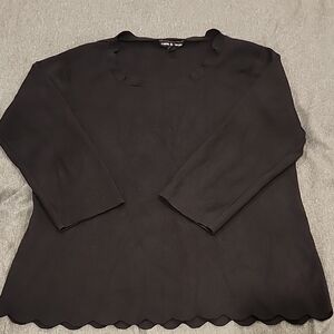 Cable & gauge black scalloped  3/4 Sleeve sweater size XL!